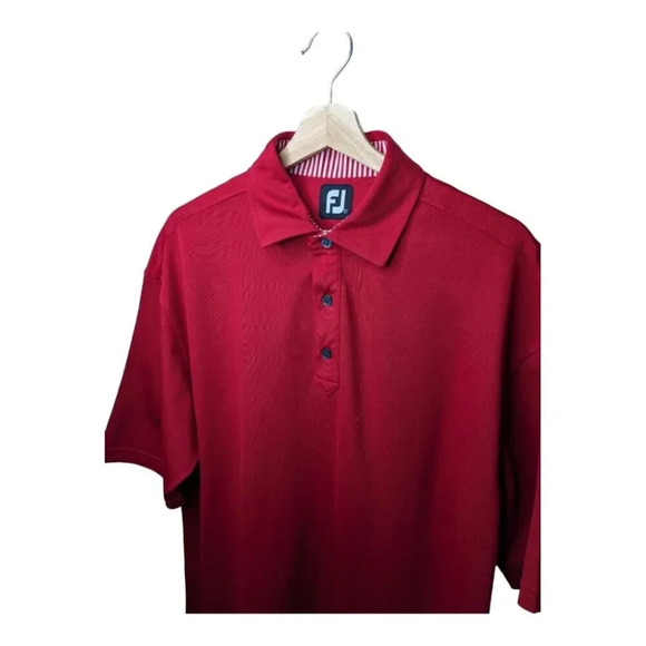 FootJoy ProDry Performance Mens Size L Red Stretch Pique Polo Golf Shirt - Picture 4 of 13